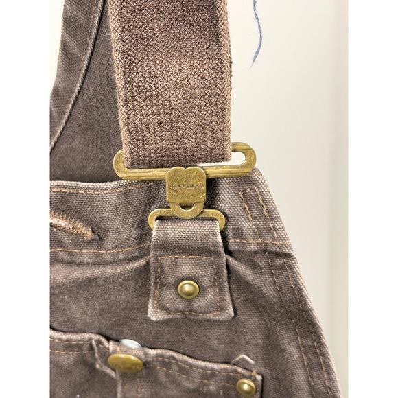 Carhartt Custom utility Shortails Brown Duck Canvas Patchwork Workwear Overalls - Picture 7 of 11